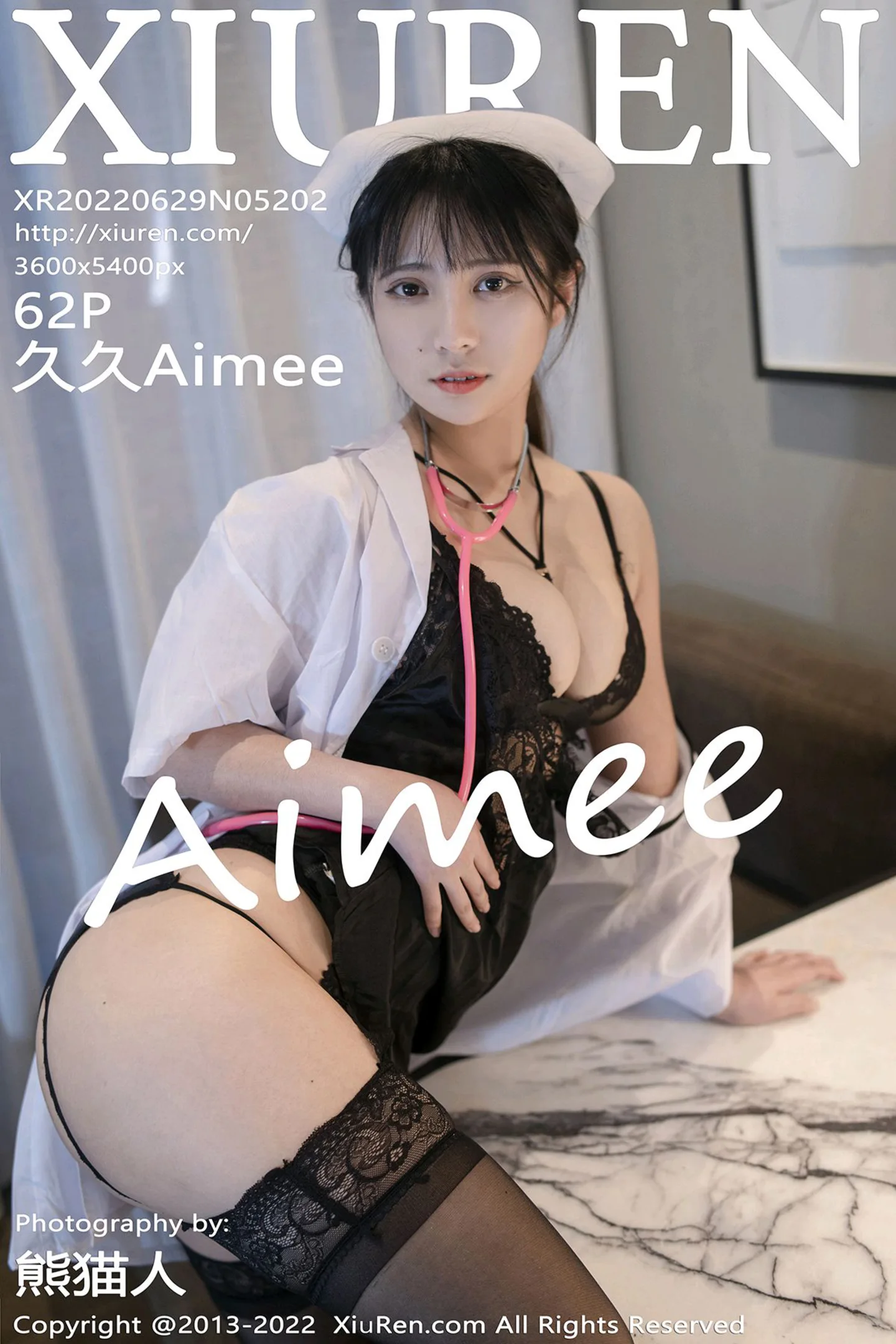 [XiuRen秀人网]No.5202_模特久久Aimee私房性感白衣天使服饰下黑色蕾丝内衣诱惑写真62P-秀人网 - XiuRen.Space